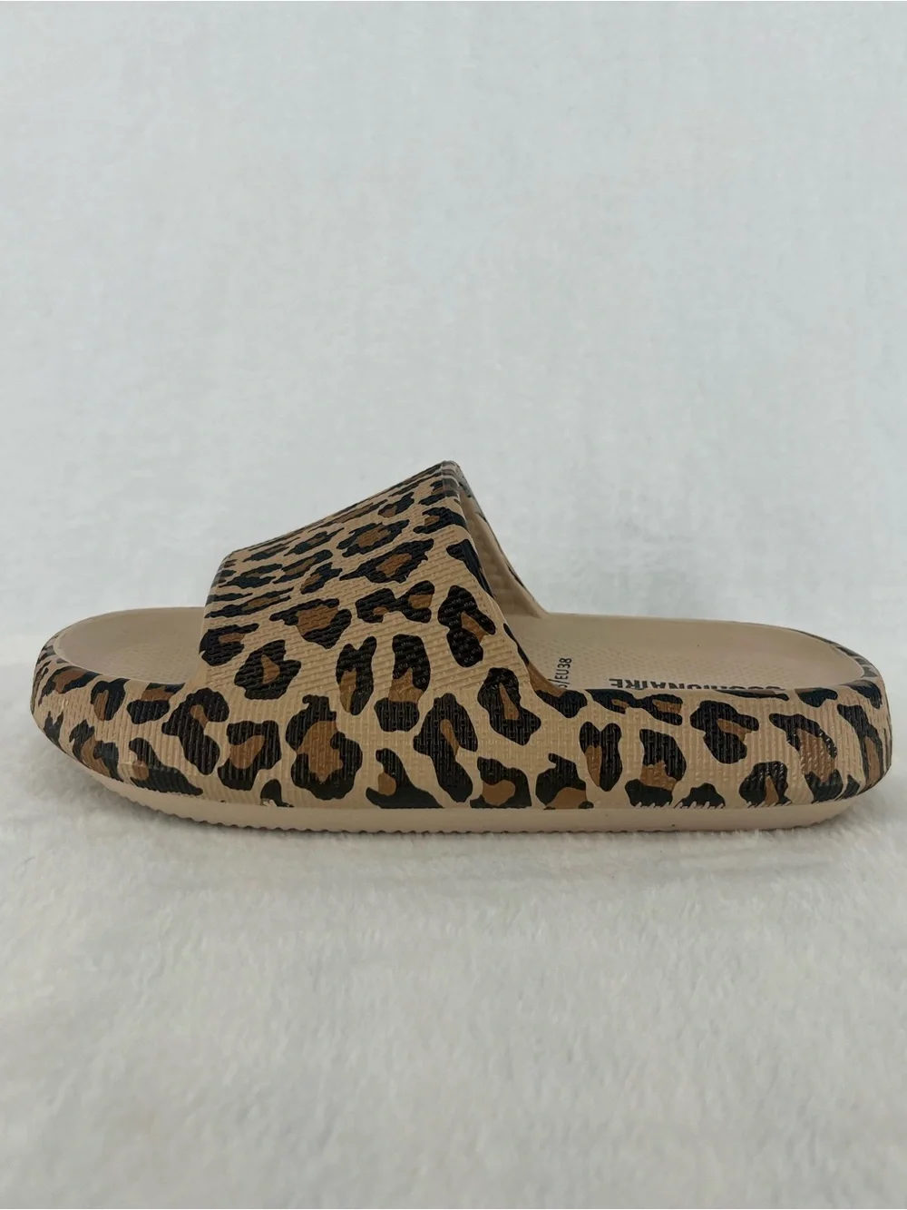 Cushionaire Feather Foam Slides Leopard New Sz 8 Comfy Cloud Cushion Shower Spa